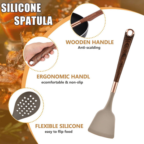 Silicone Kitchen Utensil Set, 7 Pieces Nonstick Cooking Utensil Set with Holder, Heat Resistant Cookware Silicone Spatulas Set, Kitchen Tool Set for Cooking EasyOptionXY LLC