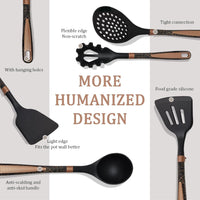 Silicone Cooking Utensils Set, Luxury 7 Pcs Kitchen Utensils Set with Hanging Holder, Heat Resistant Spatula Turner Set for Nonstick Cookware, Kitchenware Sets for Kitchen Home Restaurant EasyOptionXY LLC