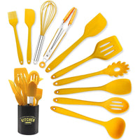 Cooking Utensils Set, 11 Piece Nonstick Silicone Kitchen Utensils Set with Holder, Heat Resistant Cookware Silicone Spatulas Set, Kitchen Gadgets Utensil Set for Cooking EasyOptionXY LLC