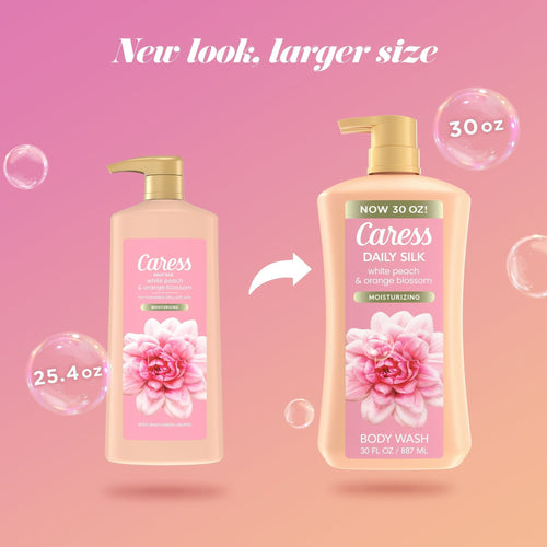Caress Body Wash for Women, Daily Silk White Peach & Orange Blossom for Dry Skin 30 fl oz EasyOptionXY LLC
