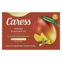 Caress Bar Soap for Women, Mango & Almond Oil for All Skin 3.75 oz 4 Body Bath Bars EasyOptionXY LLC