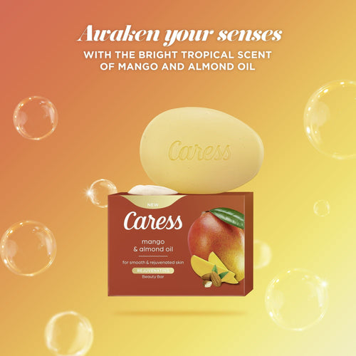 Caress Bar Soap for Women, Mango & Almond Oil for All Skin 3.75 oz 4 Body Bath Bars EasyOptionXY LLC