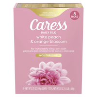 Caress Bar Soap for Women, Daily Silk White Peach & Orange Blossom for All Skin 3.75 oz 8 Ct EasyOptionXY LLC