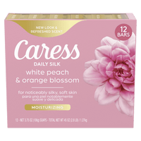 Caress Bar Soap for Women, Daily Silk White Peach & Orange Blossom for All Skin 3.75 oz 12 Ct EasyOptionXY LLC