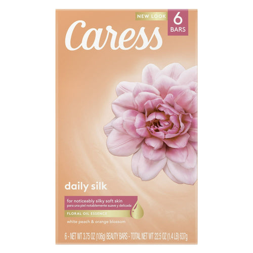 Caress Bath And Body Daily Silk Body Soap With Silk Extract & Floral Oil Essence For Silky, Soft Skin 3.75 oz, 6 Bars EasyOptionXY LLC