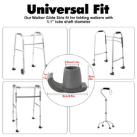 KEKOY 4Pack Walker Ski Glides, Fits 1.1" Shaft,Durable and Smooth Walker Accessories, Universal Fit Walker Feet Replacement, Gary EasyOptionXY LLC