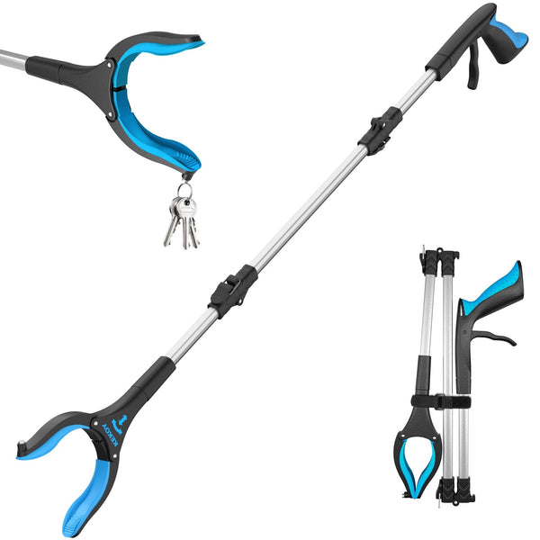 36" Extra Long Reacher Grabber Tool, Kekoy Foldable Trash Grabber Reaching Aid Pick up Tool Blue EasyOptionXY LLC
