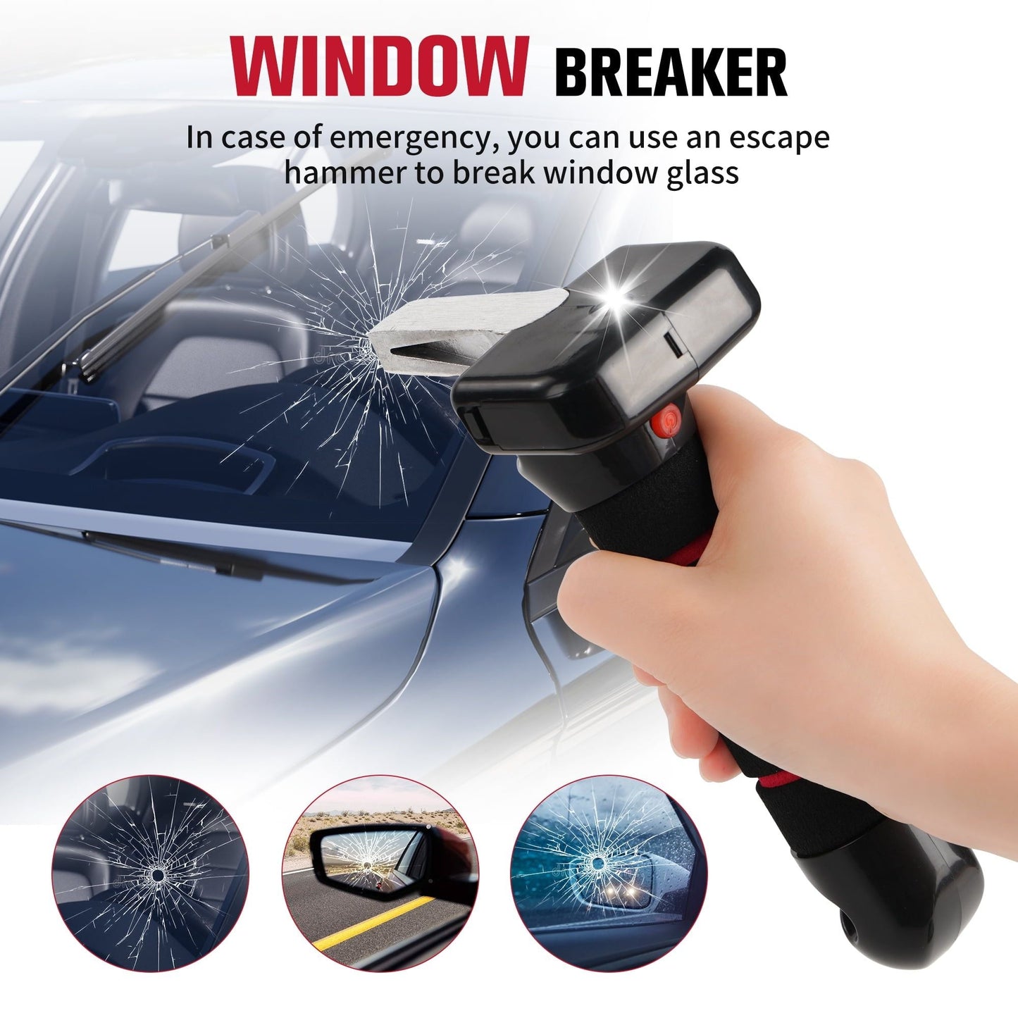 Kekoy Car Handle Assist for Elderly, 4 in 1 Vehicle Support Handle Car Cane Automotive Door Assist Handles with LED Light, Seatbelt Cutter, Window Breaker Standing Mobility Aid for Car EasyOptionXY LLC
