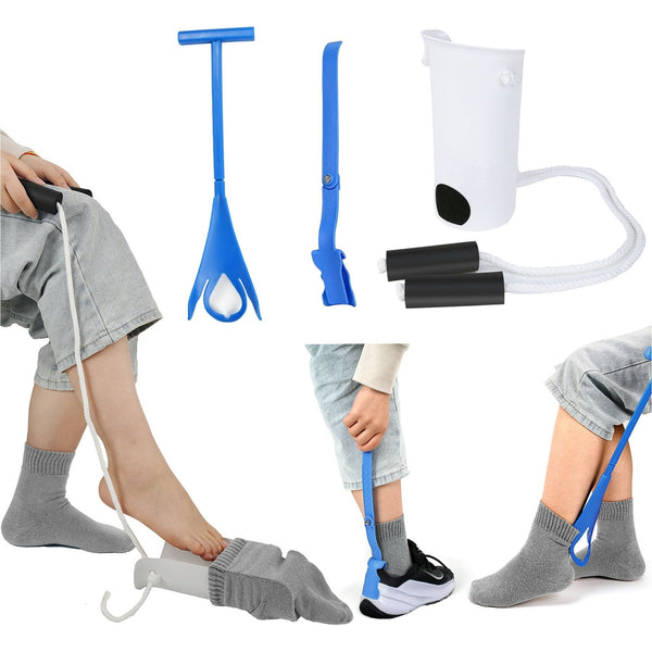 KEKOY 3 Pieces Sock Aid Kit, Easy on and off Sock Slider, Plastic Shoe Horn and Sock Remover, Sock Helper Aide Tool, Sock Assist Device for Elderly, Disabled and Pregant,Pull up Assistance Help EasyOptionXY LLC