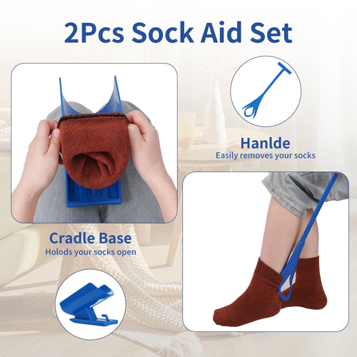 KEKOY Sock Aid Device for Senior, 2 Pieces Easy On and Off Sock Assistant Devices Sliding, Sock Helper Dressing Aids Stocking Slider for Elderly, Pregnant, Diabetics EasyOptionXY LLC