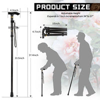 KEKOY Walking Canes for Women Men, Folding Cnes for Walking, 5-Level Adjustable Heights - Self Standing Folding Cane,Portable Collapsible Cane EasyOptionXY LLC