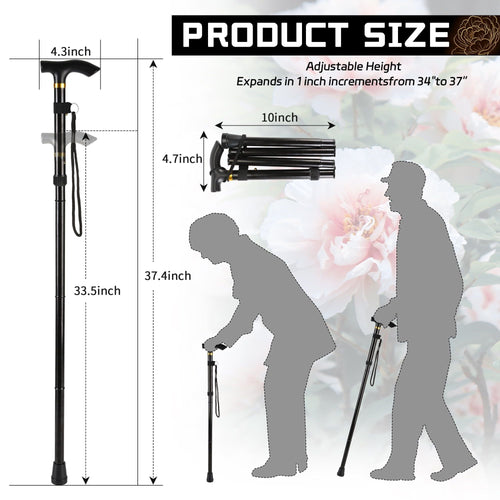 KEKOY Walking Canes for Women Men, Folding Cnes for Walking, 5-Level Adjustable Heights - Self Standing Folding Cane,Portable Collapsible Cane EasyOptionXY LLC