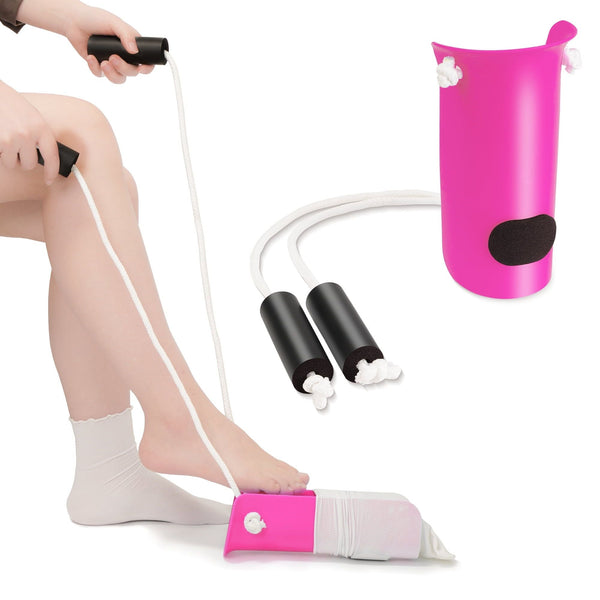 KEKOY Sock Aid Device for Seniors, Sock Aid with Foam Handles, Sock Helper Easy on Easy off, Sock Aid Pull on, Rose Red EasyOptionXY LLC