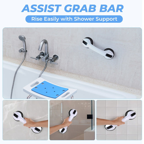 KEKOY Shower Chair for Inside Shower, FSA/HSA Eligible Medical Alloy Bath Stool for Seniors, Pregnancy & Disabled - Adjustable Support Bathroom Stools for Adults w/Grab Bar EasyOptionXY LLC