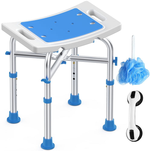 KEKOY Shower Chair, Aluminum Alloy Padded Bath Seat with 4 Height Adjustable Tube - Tool Free Anti-Slip Shower Stool Bathtub Stool Seat for Elderly EasyOptionXY LLC