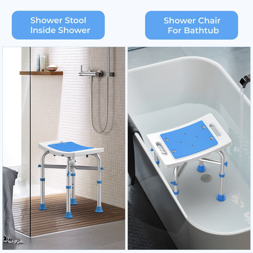 KEKOY Shower Chair, Aluminum Alloy Padded Bath Seat with 4 Height Adjustable Tube - Tool Free Anti-Slip Shower Stool Bathtub Stool Seat for Elderly EasyOptionXY LLC