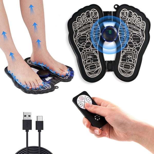 KEKOY EMS Foot Massager Pad with Romote Control, Electric USB Rechargeable Foot Massage Mat with 8 Modes 19 Intensity Promote Blood Circulation EasyOptionXY LLC