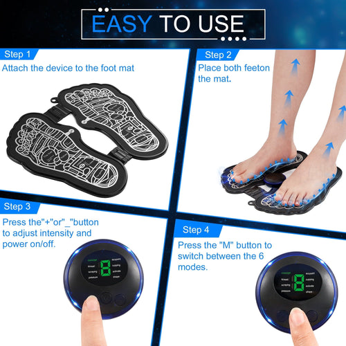 KEKOY EMS Foot Massager Pad with Romote Control, Electric USB Rechargeable Foot Massage Mat with 8 Modes 19 Intensity Promote Blood Circulation EasyOptionXY LLC