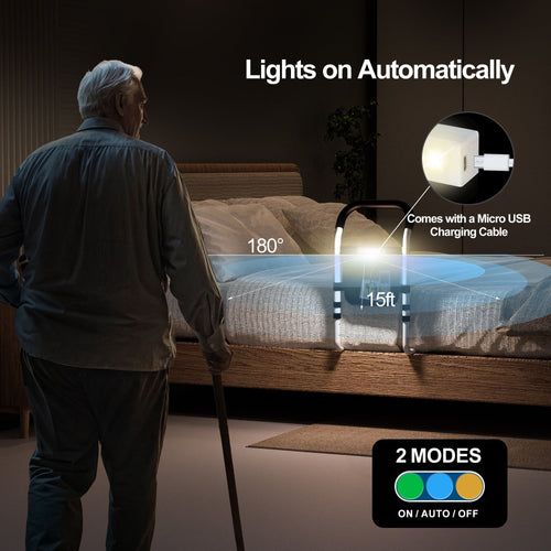 Kekoy Bed Rails for Elderly Adults, Adjustable Assist Beds Rail for Senior with Storage Bag & Light, Bed Support Steel Bar Mobility Assistant, Fix All Beds Frame EasyOptionXY LLC