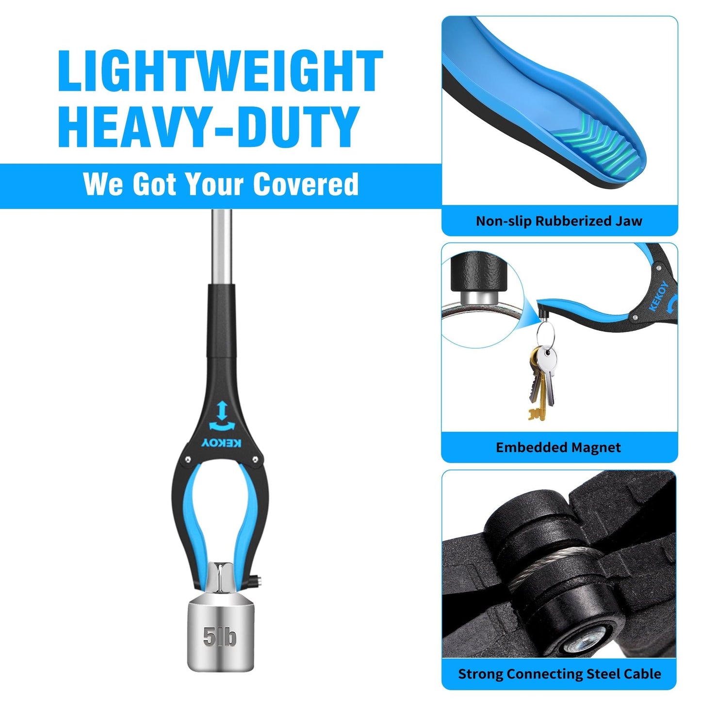 Kekoy 36" Grabber Reaching Tool, 2 Pack Foldable Grabbers for Elderly Grab It Reaching Tool, Long Reacher Grabber Pickup Tool, Magnetic Grabber Reacher Tool, Blue EasyOptionXY LLC