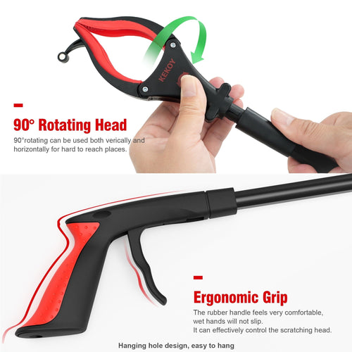 Kekoy 32 Inch Grabber Reacher Tool, Foldable Grabber with Light, Extra Long Grabbers for Elderly Grab It Reaching Tool, Trash Pick up Stick, Picker Upper Heavy Duty, Red EasyOptionXY LLC