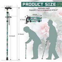 KEKOY Folding Cane, 5-Level Adjustable Height Walking Stick Lightweight Walking Cane for Men & Women - Foldable, Adjustable, Collapsible, Free Standing Cane with 2 Cane Tips EasyOptionXY LLC