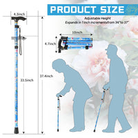 KEKOY Foldable Walking Cane, Floral Printed Canes for Men and Women - Self-Standing Cane, Lightweight Cane, Folding Cane with Adjustable Heights for Special Balancing EasyOptionXY LLC