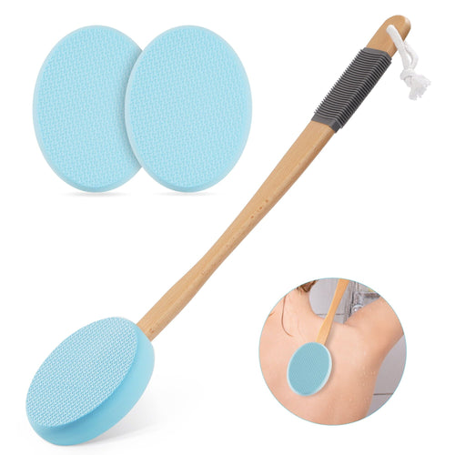 KEKOY Long Handle Lotion Applicator, Back Scrubber Massager Bath Brush Lotion Applicator for Feet with 3 Pads for Women Men Bath Body Care EasyOptionXY LLC