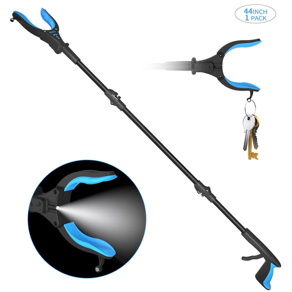 Kekoy 44'' Extended Grabber Reacher Tool, Grabbers for Elderly Grab It Reaching Tool with Light, Foldable Pickup Tool Trash Stick with Magnetic, Reachers Assist and Grabbers for Seniors, Blue EasyOptionXY LLC