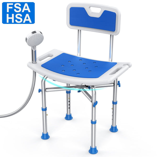 KEKOY Heavy Duty Shower Chair with Back 550lb, Height Adjustable Padded Bath Seat, Shower Bench Bathtub Stool for Elderly, Senior, Handicap & Disabled, Tool-Free Assembly EasyOptionXY LLC