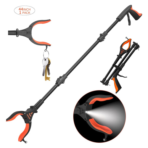 Kekoy 44" Extra Long Grabber Reaching Tool, Foldable Reacher Grabber Pickup Tool with Light, Grabbers for Elderly Trash Picker Grabber, Orange EasyOptionXY LLC