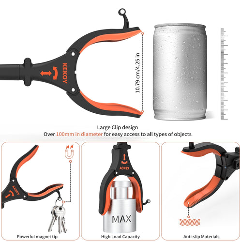 Kekoy 44" Extra Long Grabber Reaching Tool, Foldable Reacher Grabber Pickup Tool with Light, Grabbers for Elderly Trash Picker Grabber, Orange EasyOptionXY LLC