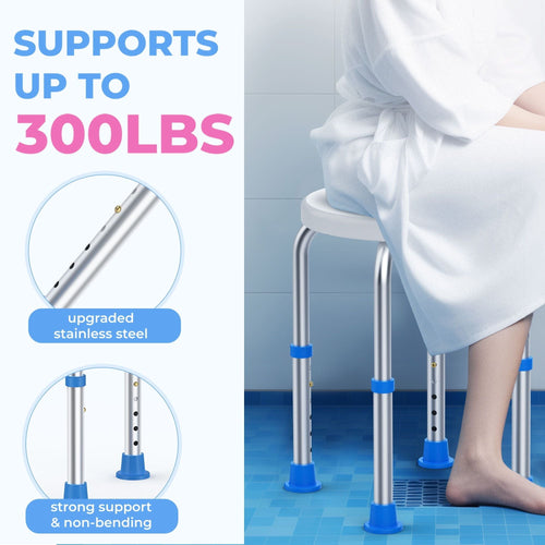 KEKOY Upgraded Adjustable Bath Stool w/Grab Bar, FSA/HSA Eligible Shower Stools for Inside Shower Anti-Slip Round Plastic Bathroom Seats,Tool-Free Bath Chairs for Seniors EasyOptionXY LLC