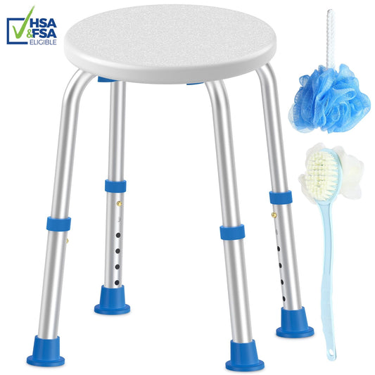 KEKOY Round Shower Stool for Inside Shower, FSA/HSA Eligible Adjustable Alloy Bath Chair, Tool-Free Bathroom Stool for Inside Tub, Bathroom Seat for Adults, Bath Chair for Seniors EasyOptionXY LLC