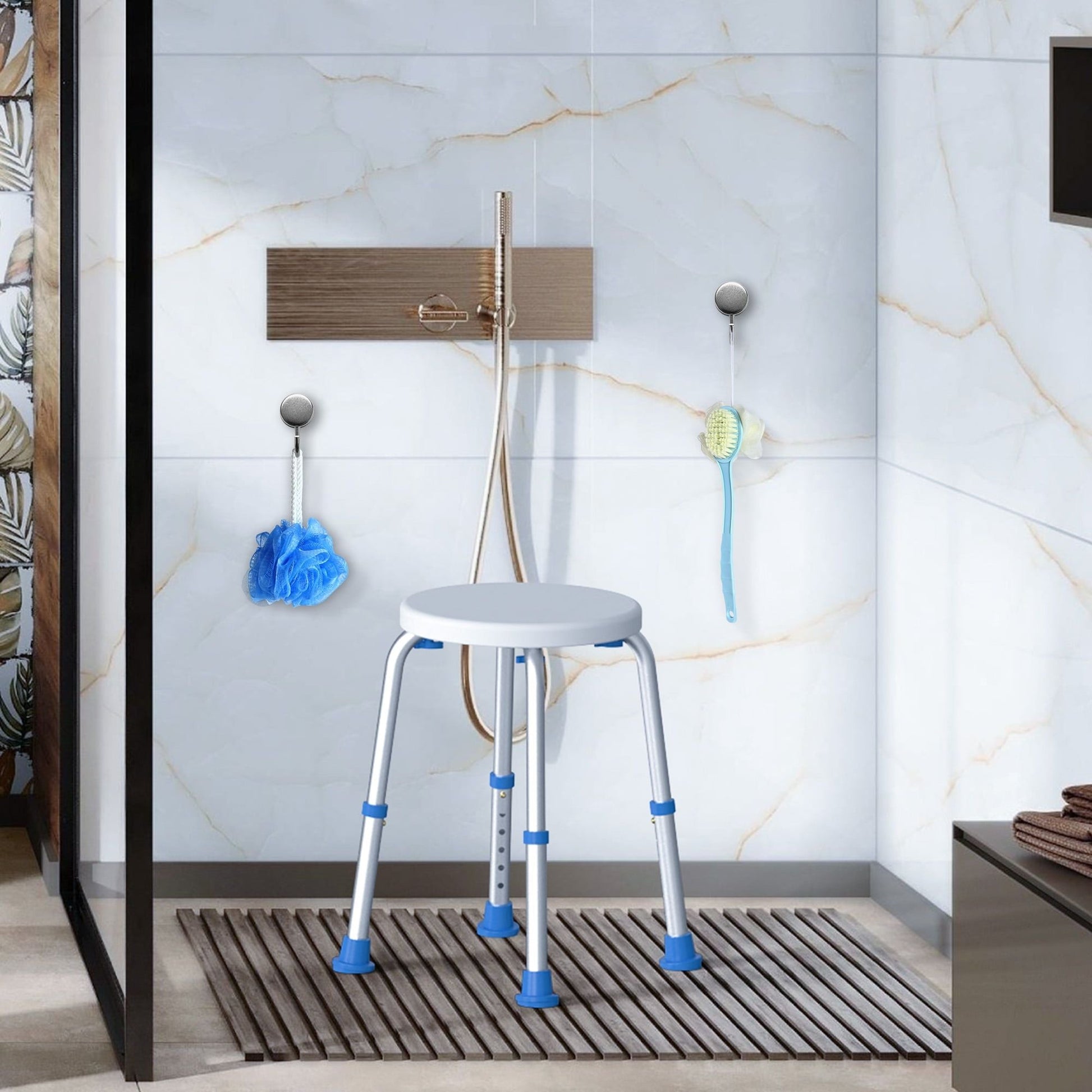 KEKOY Round Shower Stool for Inside Shower, FSA/HSA Eligible Adjustable Alloy Bath Chair, Tool-Free Bathroom Stool for Inside Tub, Bathroom Seat for Adults, Bath Chair for Seniors EasyOptionXY LLC