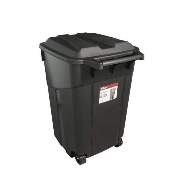 Hyper Tough 45 Gallon Wheeled Heavy Duty Plastic Garbage Can, Attached Lid, Black EasyOptionXY LLC