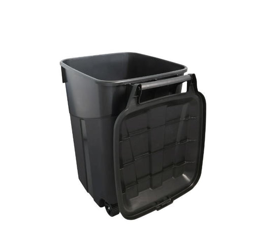 Hyper Tough 45 Gallon Wheeled Heavy Duty Plastic Garbage Can, Attached Lid, Black EasyOptionXY LLC