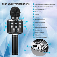Kids Microphone, Wireless Bluetooth Microphone with LED Lights, Children Microphone Singing Toys Christmas Gifts for Kids and Adults, Black EasyOptionXY LLC