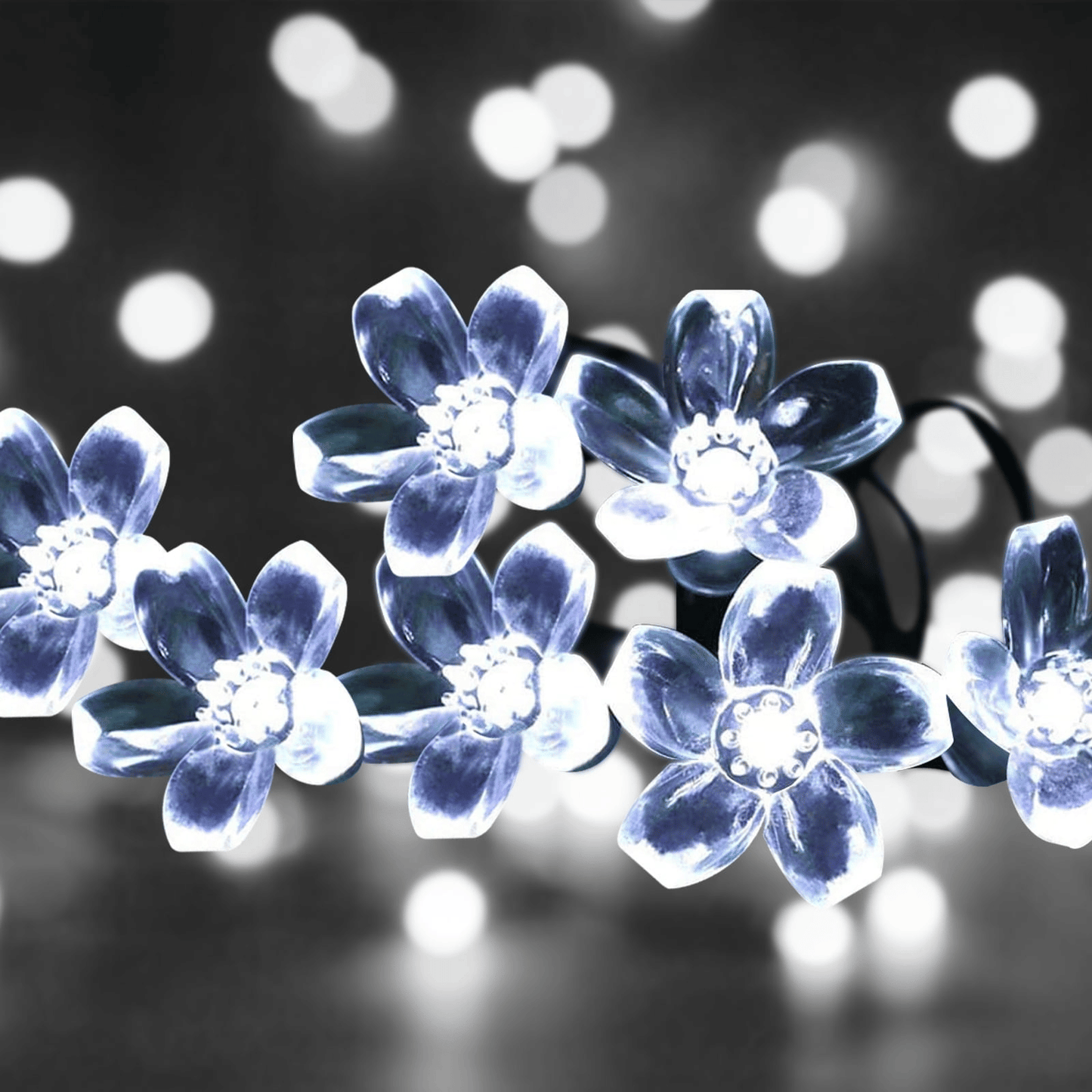 23ft 50 LED Solar Flower String Lights, Outdoor Cherry Blossoms Solar Fairy Lights for Fence Garden Yard Patio Tree Decor, Cool White EasyOptionXY LLC