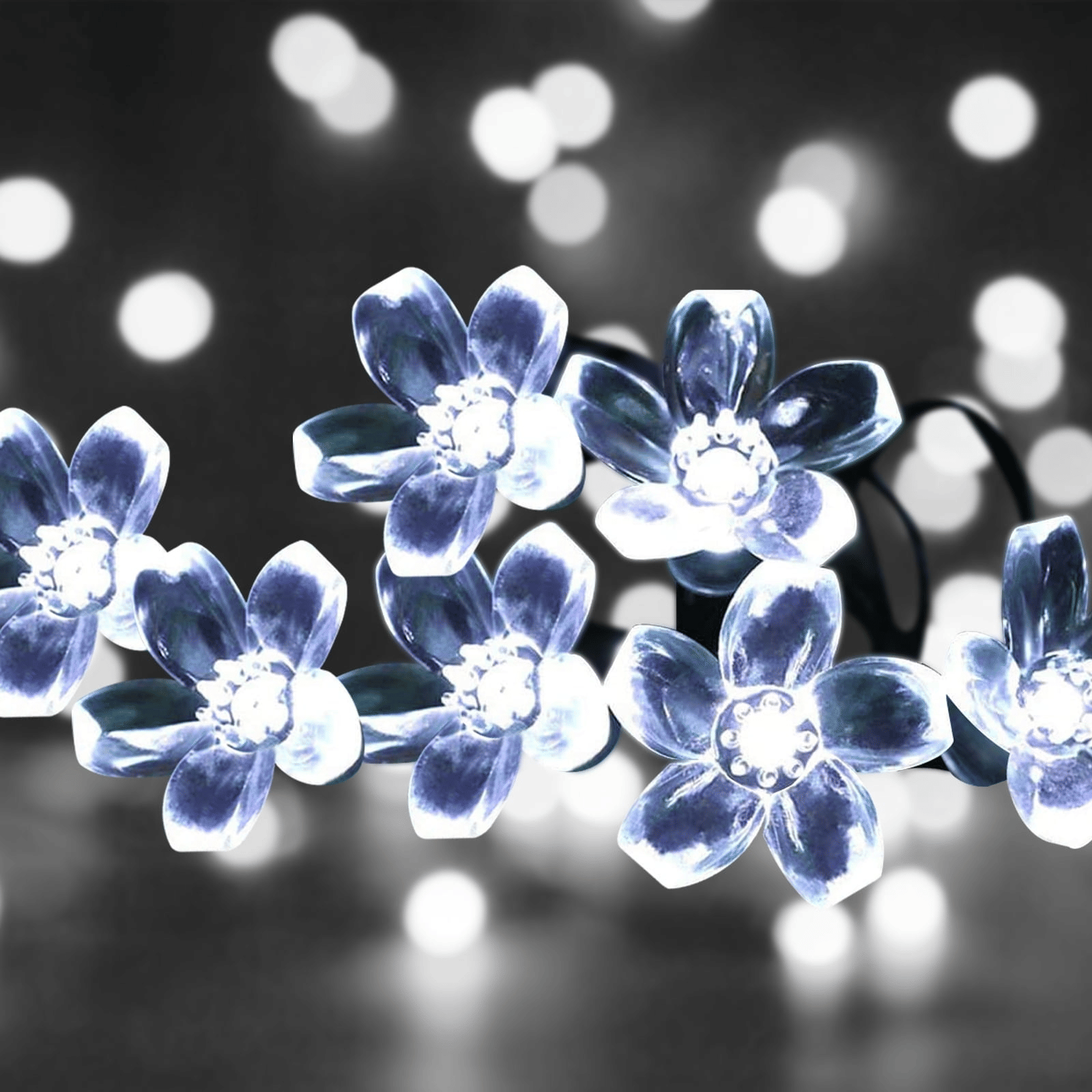 23ft 50 LED Solar Flower String Lights, Outdoor Cherry Blossoms Solar Fairy Lights for Fence Garden Yard Patio Tree Decor, Cool White EasyOptionXY LLC