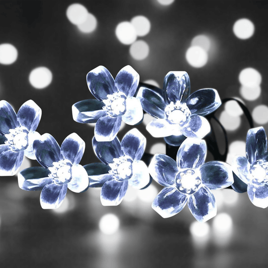 23ft 50 LED Solar Flower String Lights, Outdoor Cherry Blossoms Solar Fairy Lights for Fence Garden Yard Patio Tree Decor, Cool White EasyOptionXY LLC