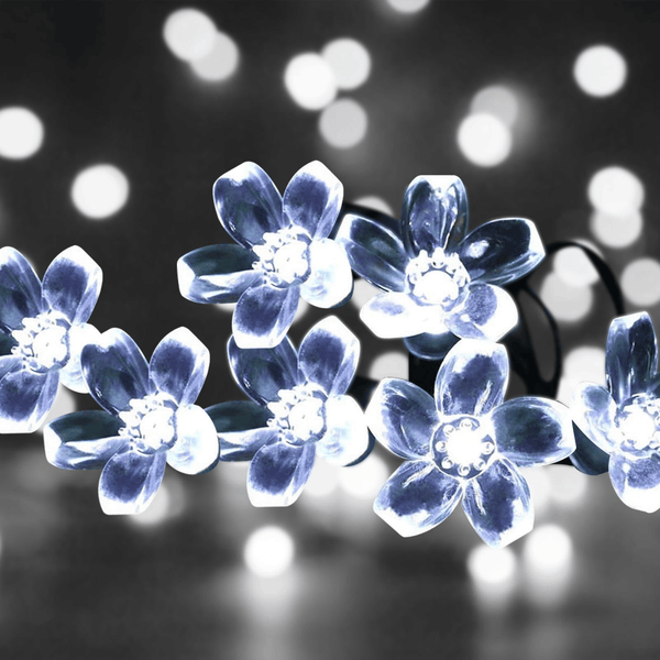 23ft 50 LED Solar Flower String Lights, Outdoor Cherry Blossoms Solar Fairy Lights for Fence Garden Yard Patio Tree Decor, Cool White EasyOptionXY LLC