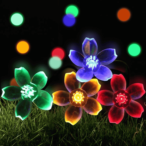 23FT 50 LED Solar Flower String Lights, Solar Powered Cherry Blossom Fairy Light for Christmas Garden Patio Decorations, Multicolo EasyOptionXY LLC