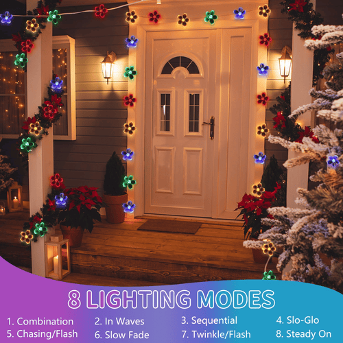 23FT 50 LED Solar Flower String Lights, Solar Powered Cherry Blossom Fairy Light for Christmas Garden Patio Decorations, Multicolo EasyOptionXY LLC
