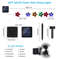 23FT 50 LED Solar Flower String Lights, Solar Powered Cherry Blossom Fairy Light for Christmas Garden Patio Decorations, Multicolo EasyOptionXY LLC