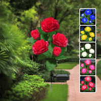 LED Solar Flower Light, Outdoor Solar Landscape Lights with 5 Rose Flowers, Waterproof Solar Garden Lights for Patio Yard Pathway Decoration, Red EasyOptionXY LLC
