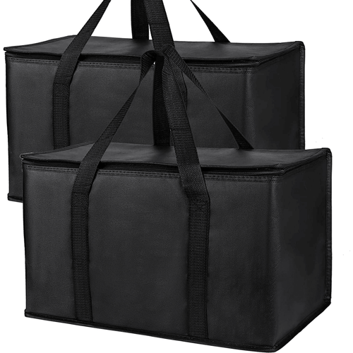 Reusable Shopping Bags for Groceries, 2 Pack XL Foldable Insulated Cooler Bag with Strong Handle & Zipper for Food Delivery, Travel EasyOptionXY LLC