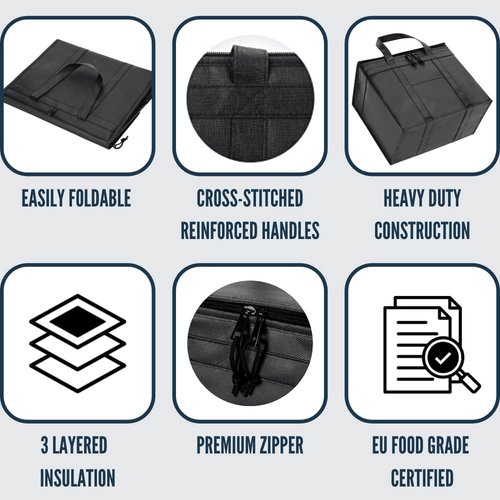 Reusable Shopping Bags for Groceries, 2 Pack XL Foldable Insulated Cooler Bag with Strong Handle & Zipper for Food Delivery, Travel EasyOptionXY LLC