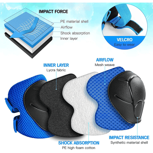 Kids Guards Protective Gear for 3-8 Years Toddlers, Blue Knee Pads Elbow Pads with Wrist 3 in 1 Sports Gear Set for Bike, Cycling, Roller Skating, Skateboard EasyOptionXY LLC