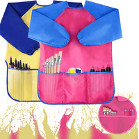 2 Pack Kids Art Smocks, Toddler Colorful Waterproof Artist Painting Aprons Long Sleeve with 3 Pockets, Art Painting Supplies for Children Age 2-6 Years (Yellow and Pink) EasyOptionXY LLC